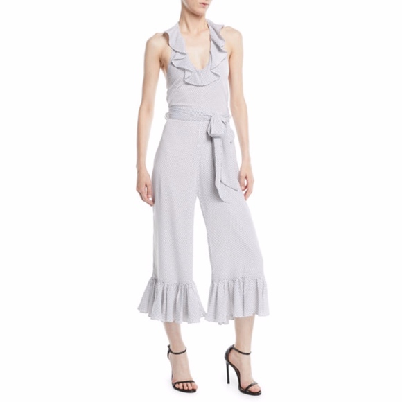 NWT Likely Delphine Dot-Print Ruffle Jumpsuit 0
